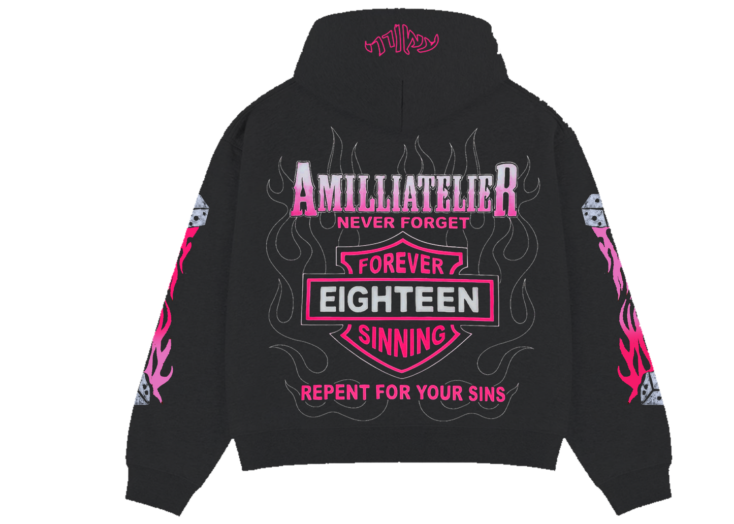 BARBIE PINK LUCKY SINS ZIP UP HOODIE