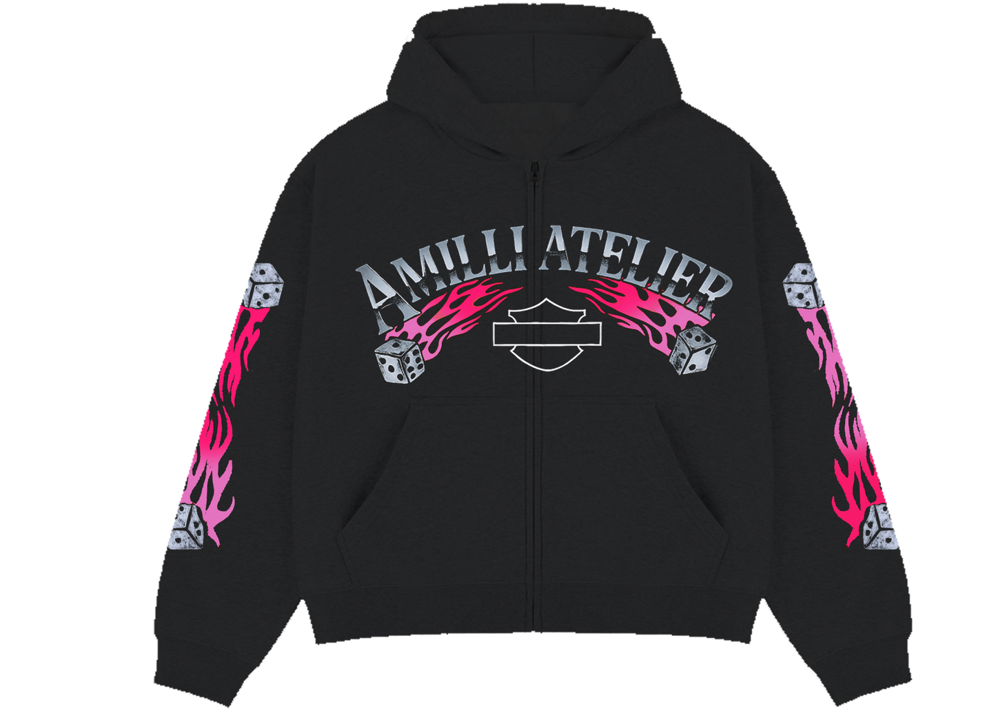BARBIE PINK LUCKY SINS ZIP UP HOODIE